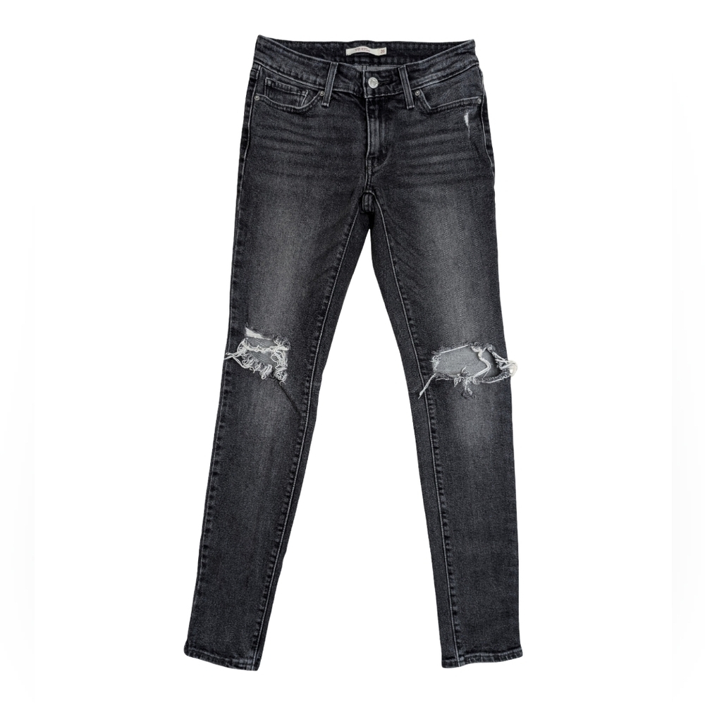 Levi’s 711 Skinny Jeans | Distressed Knees | Dark Wash | 28" Waist
